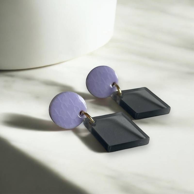 Ohrring »Ava« | Allergikerfreundlich Edelstahl Vergoldet Lila Acryl Leichte Statement-Ohrringe Schmuck Geschenk Beste Freundin von hejmamie