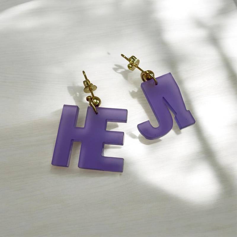Ohrring »Hej« | Allergikerfreundlich Edelstahl Vergoldet Lila Acryl Leichte Statement-Ohrringe Schmuck Geschenk Beste Freundin von hejmamie