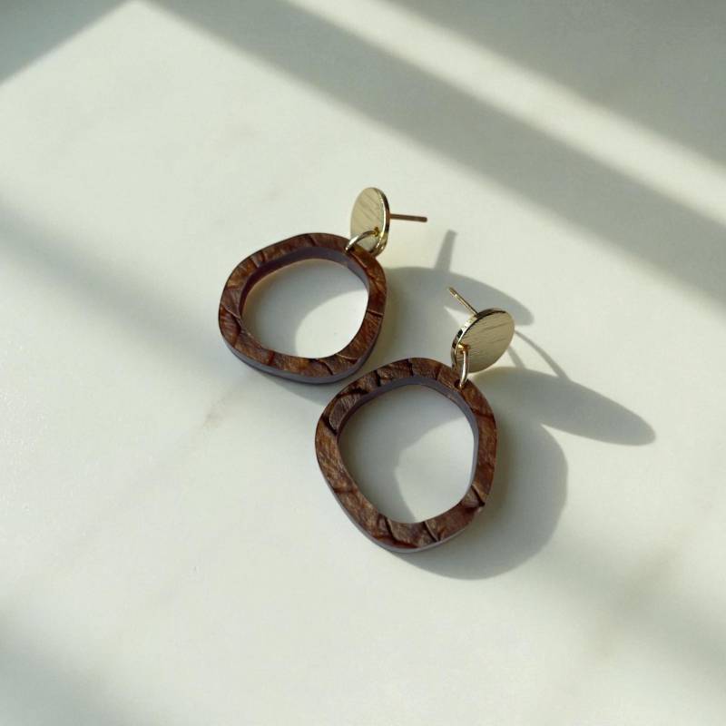 Ohrring »Ida« | Allergikerfreundlich Messing Vergoldet Braun Marmoriertes Acryl Leichte Statement-Ohrringe Schmuck Geschenk von hejmamie