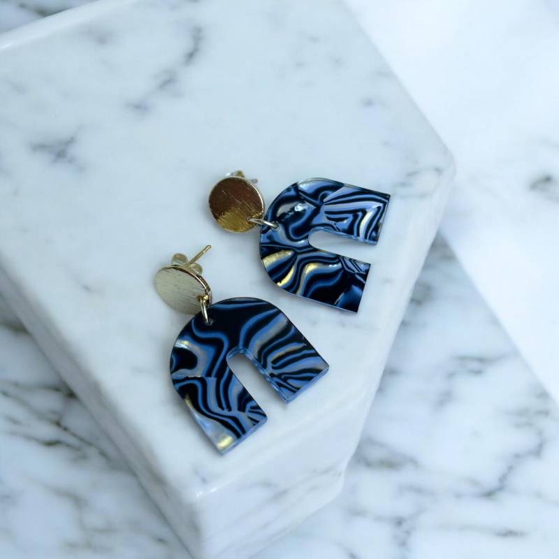 Ohrring »Joanne« | Allergikerfreundlich Messing Vergoldet Acetat Marmoriert Leichte Statement-Ohrringe Schmuck Geschenk von hejmamie