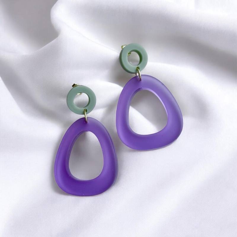 Ohrring »Josephine« | Allergikerfreundlich Lila Und Grünes Acryl Leichte Statement-Ohrringe Schmuck Geschenk Beste Freundin von hejmamie
