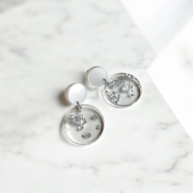 Ohrring »Sharon« | Allergikerfreundlich Metallisch Und Transparent Mit Silber Festlich Leichte Statement-Ohrringe Schmuck von hejmamie