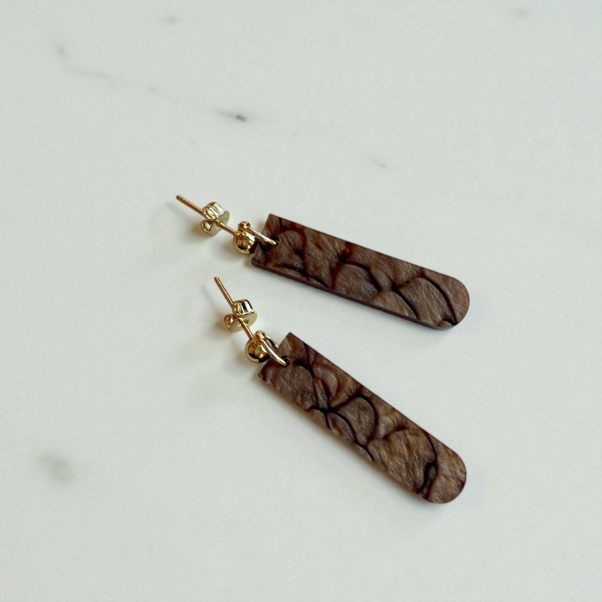 Ohrring »Sophie« | Allergikerfreundlich Edelstahl Vergoldet Braun Marmoriertes Acryl Leichte Statement-Ohrringe Schmuck von hejmamie