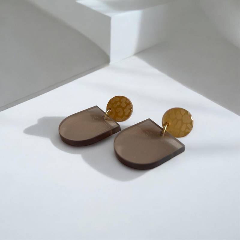 Ohrring »Tine« | Allergikerfreundlich Braunes Acryl Leomuster Gold Leichte Statement-Ohrringe Schmuck Geschenk Beste Freundin von hejmamie