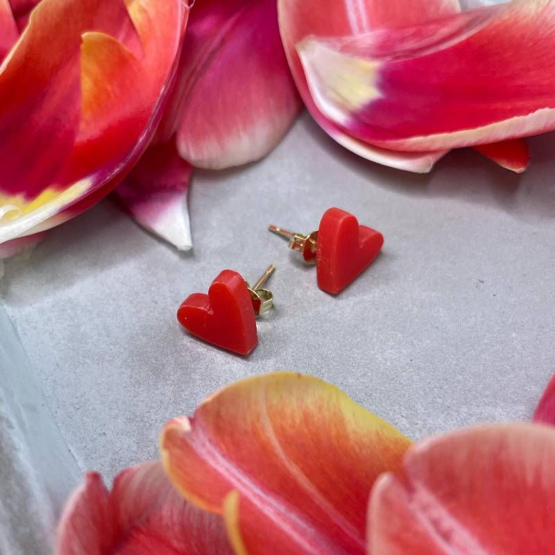 Stecker-Ohrring »Valentina« | Allergikerfreundlich Rotes Acryl Leichte Statement-Stecker Schmuck Geschenk Beste Freundin von hejmamie
