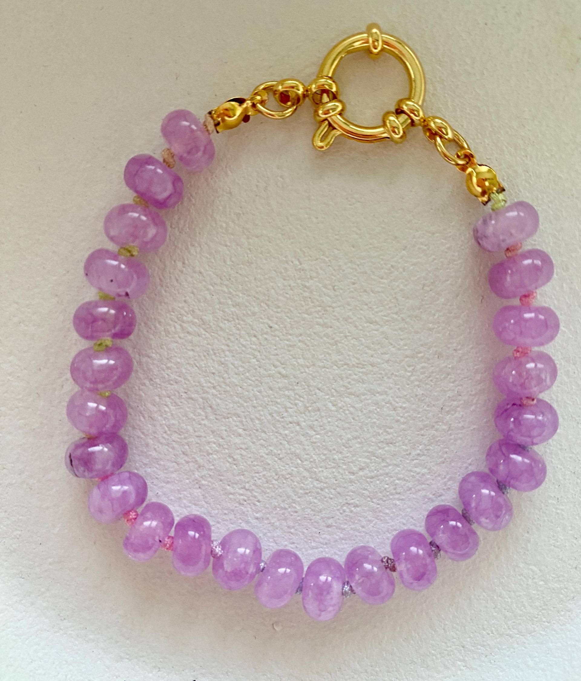 Edelsteinarmband Lila Angelit - Handgeknüpftes Armband 18K Vergoldet Naturstein Unikat Geschenk Für Frauen Boho Schmuck Edelsteinarmband Lila Angelit - Handgeknüpftes Armband 18K Vergoldet Naturstein Unikat Geschenk Für Frauen Boho Schmuck von hejnoa