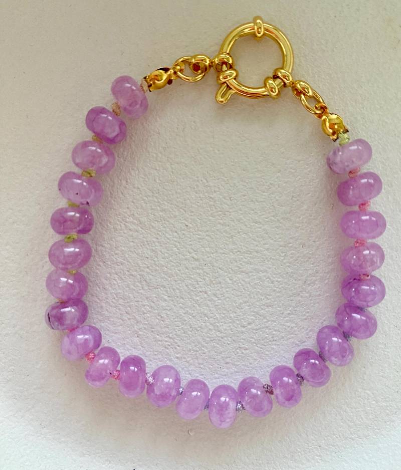 Edelsteinarmband Lila Angelit - Handgeknüpftes Armband 18K Vergoldet Naturstein Unikat Geschenk Für Frauen Boho Schmuck Edelsteinarmband Lila Angelit - Handgeknüpftes Armband 18K Vergoldet Naturstein Unikat Geschenk Für Frauen Boho Schmuck von hejnoa
