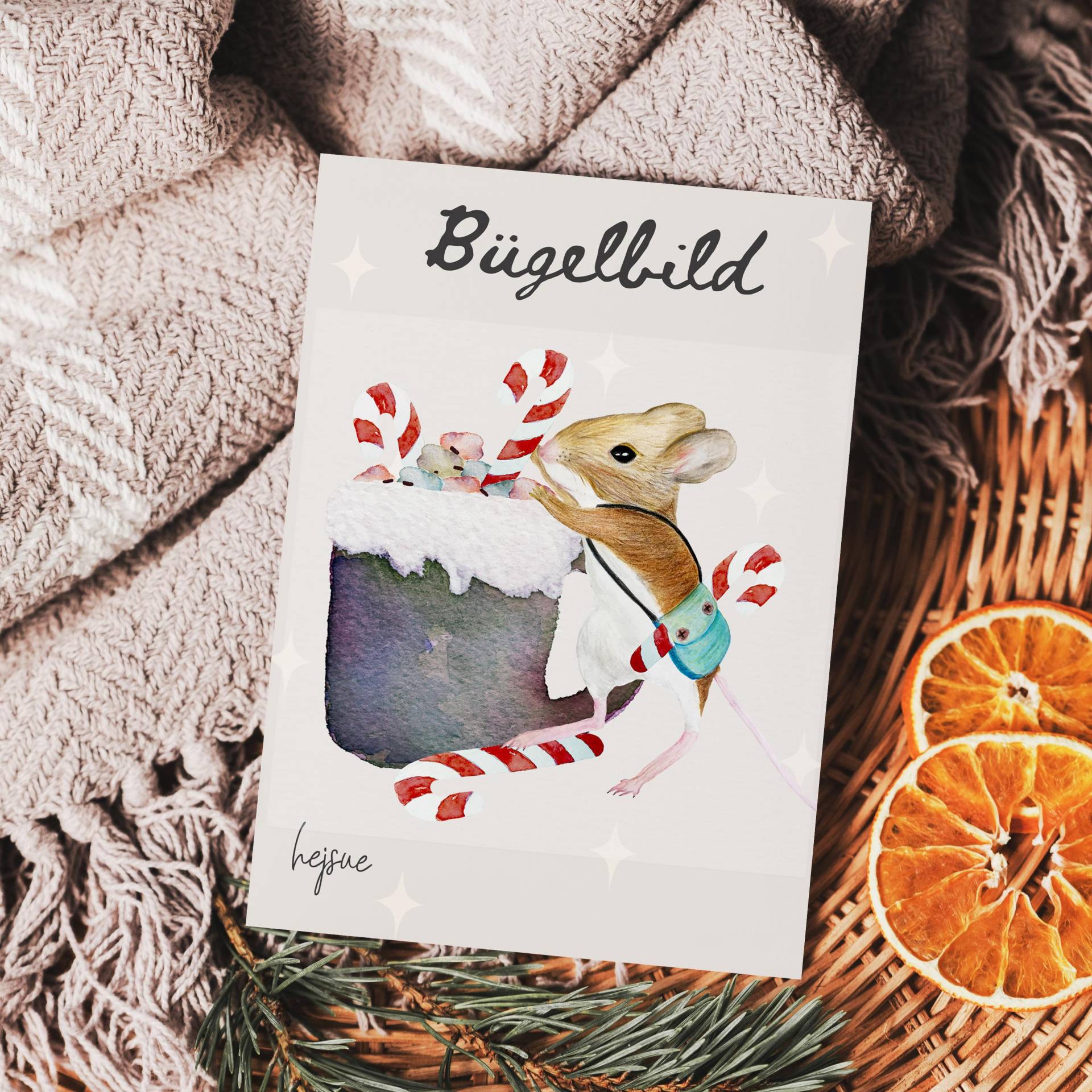 Bügelbild Aufbügelbild Mit Maus Und Zuckerstangen, Weihnachten Geschenk Für Kinder Bügelbild Aufbügelbild Mit Maus Und Zuckerstangen, Weihnachten Geschenk Für Kinder von hejsue