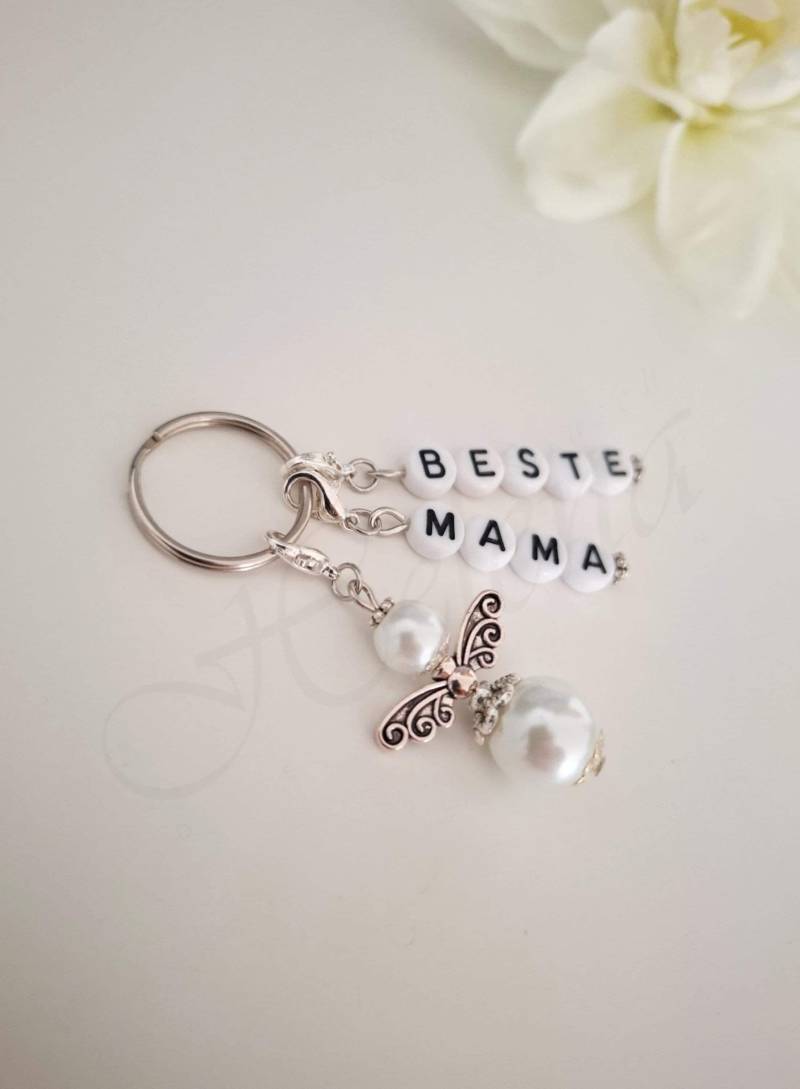Einzigartiger Und Liebevoller Schlüsselanhänger „Beste Mama" Mit Schutzengel Als Zeichen Der Wertschätzung - Valentinstag Muttertag von helenarauschdesign