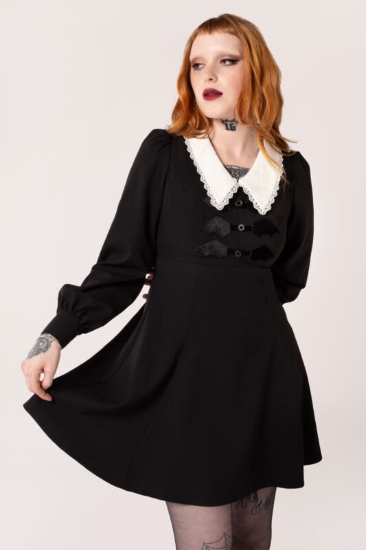 Hell Bunny Batilda Dress Kurzes Kleid schwarz weiß in XXL von hell bunny