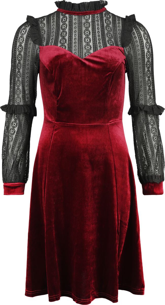 Hell Bunny Bonnie Dress Mittellanges Kleid schwarz rot in M von hell bunny