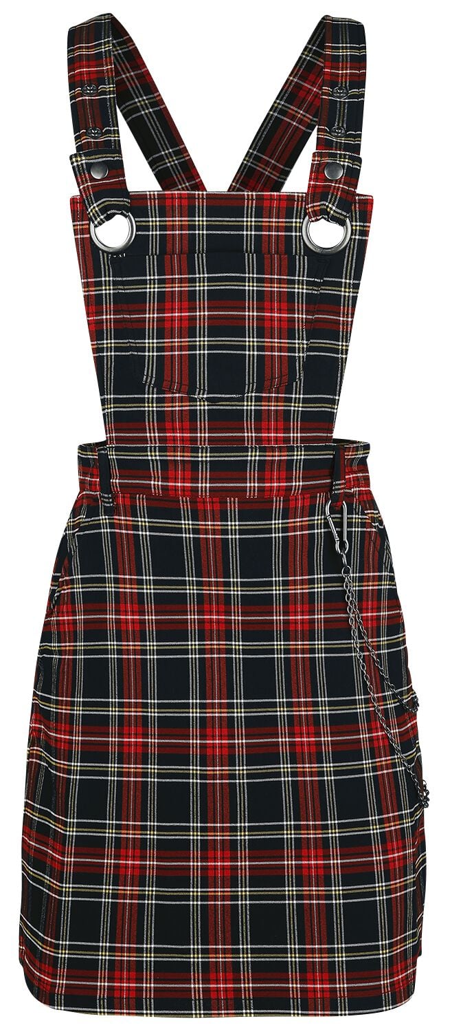 Hell Bunny Clash Pinafore Dress Mittellanges Kleid schwarz rot in L von hell bunny