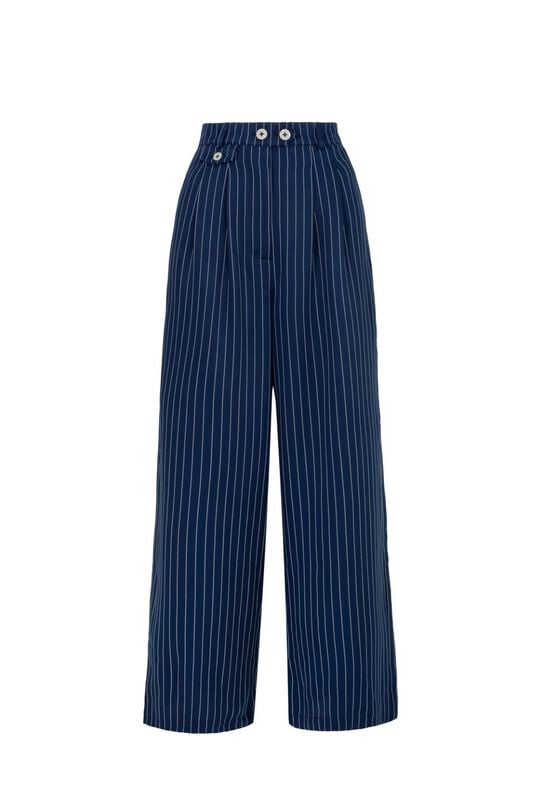 Hell Bunny Costello Trousers Stoffhose blau weiß in 3XL von hell bunny