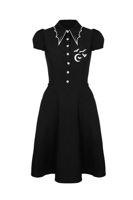 Hell Bunny Drusilla Dress Mittellanges Kleid schwarz weiß in M von hell bunny