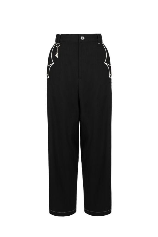 Hell Bunny Drusilla Trousers Stoffhose schwarz weiß in M von hell bunny