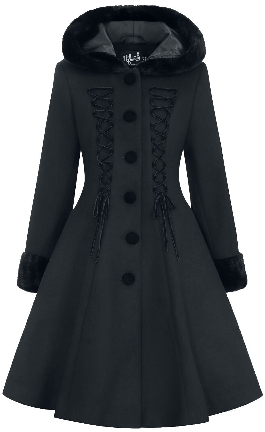 Hell Bunny - Gothic Mantel - Amaya Coat - XS bis 4XL - für Damen - Größe 3XL - schwarz Hell Bunny - Gothic Mantel - Amaya Coat - XS bis 4XL - für Damen - Größe 3XL - schwarz von hell bunny