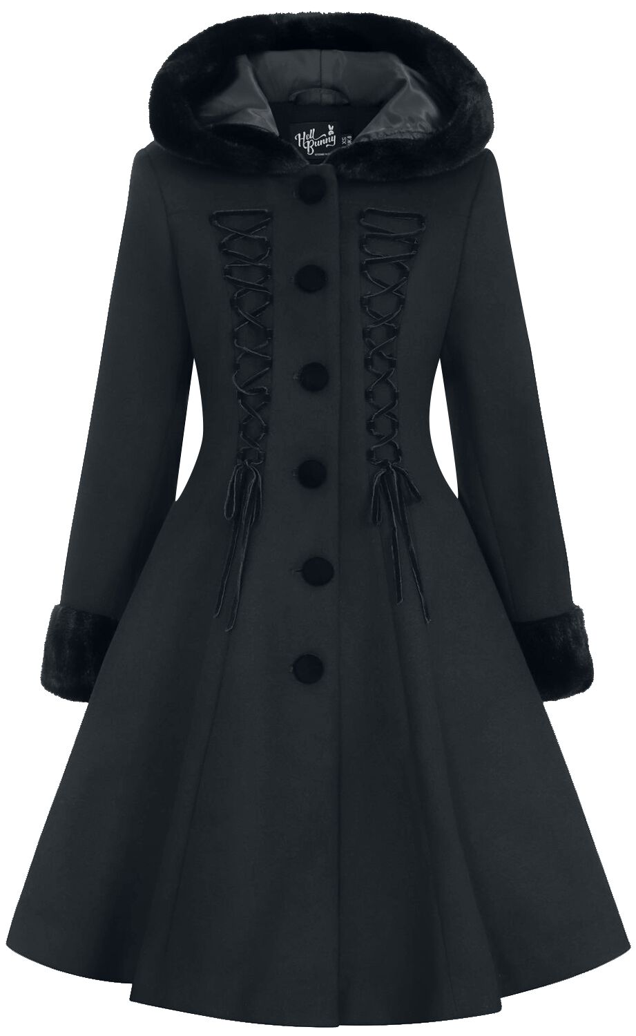 Hell Bunny - Gothic Mantel - Amaya Coat - XS bis 4XL - für Damen - Größe XL - schwarz von hell bunny