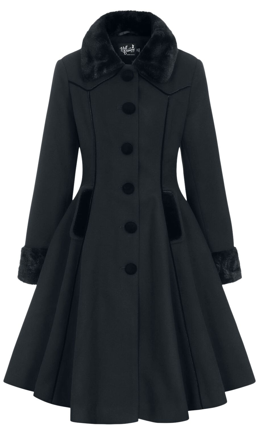 Hell Bunny - Gothic Mantel - Olwin Coat - XXL bis 4XL - für Damen - Größe 3XL - schwarz von hell bunny