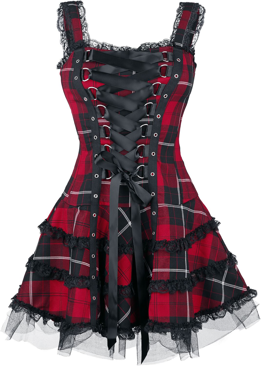 Hell Bunny Harley Tartan Dress Kurzes Kleid rot schwarz in L von hell bunny