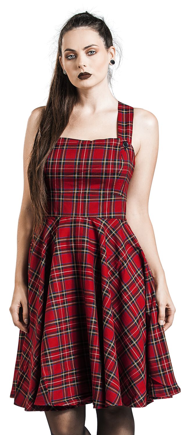 Hell Bunny Kleid knielang - Irvine Pinafore Dress - XS bis 4XL - für Damen - Größe 3XL - rot von hell bunny