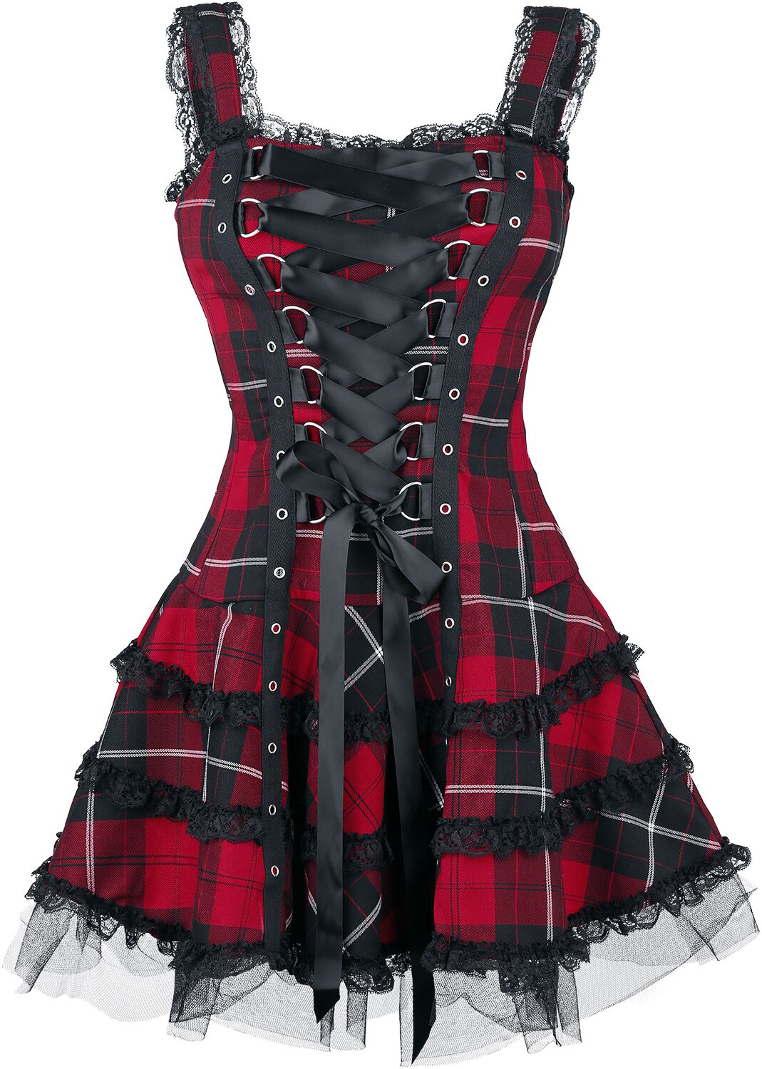 Hell Bunny Kurzes Kleid - Harley Tartan Dress - XS bis XL - für Damen - Größe M - rot/schwarz von hell bunny