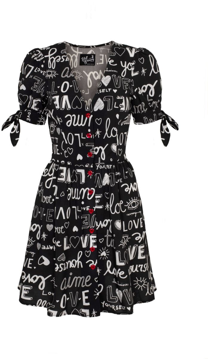 Hell Bunny Kurzes Kleid - Love Yourself Mini Dress - XS bis 4XL - für Damen - Größe 4XL - schwarz/weiß von hell bunny
