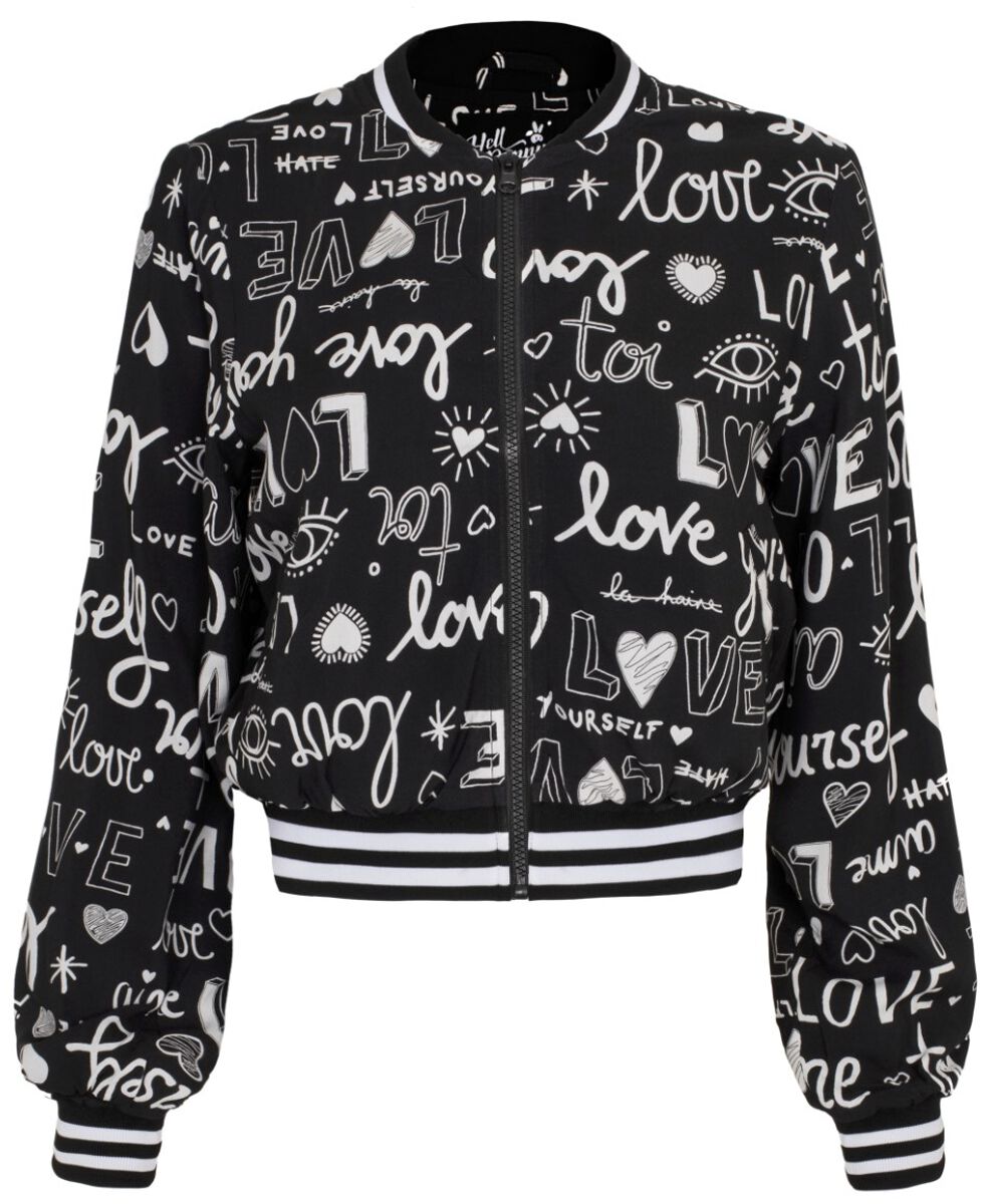 Hell Bunny Love Yourself Jacket Collegejacke schwarz weiß in XS von hell bunny