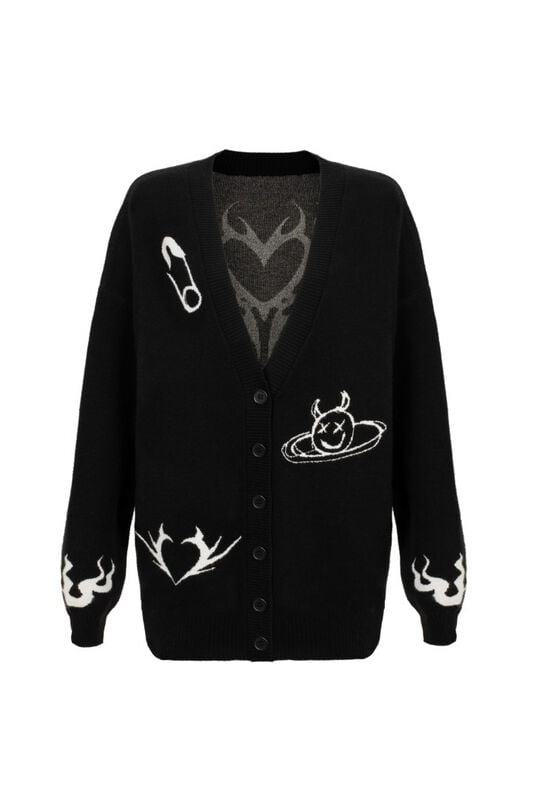 Hell Bunny Mercy Cardigan Cardigan schwarz weiß in L von hell bunny