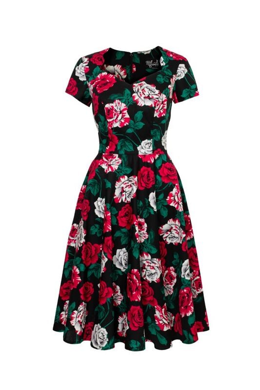 Hell Bunny Paint Me Roses Dress Langes Kleid multicolor in 3XL von hell bunny