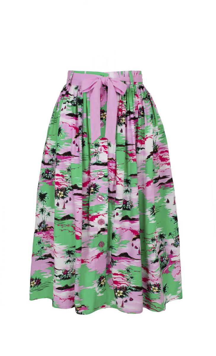 Hell Bunny Rock knielang - Kai Skirt - XS bis XL - für Damen - Größe L - multicolor von hell bunny