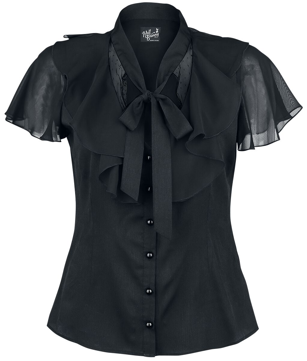 Hell Bunny - Rockabilly Bluse - Evanora Blouse - XS bis 4XL - für Damen - Größe 3XL - schwarz von hell bunny