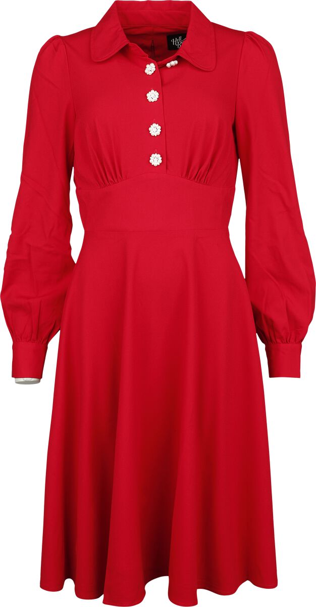 Hell Bunny - Rockabilly Kleid knielang - Mia Midi Dress - XS bis 4XL - für Damen - Größe 4XL - rot von hell bunny