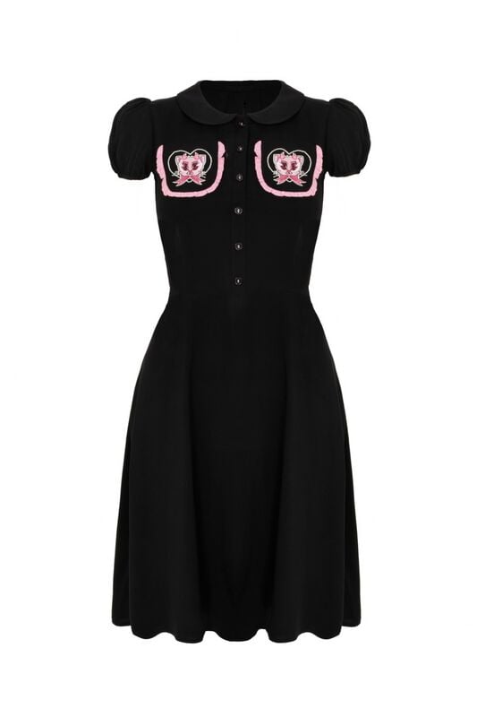 Hell Bunny - Rockabilly Kleid knielang - Not Into You Knee Dress - XS bis XXL - für Damen - Größe XS - schwarz von hell bunny