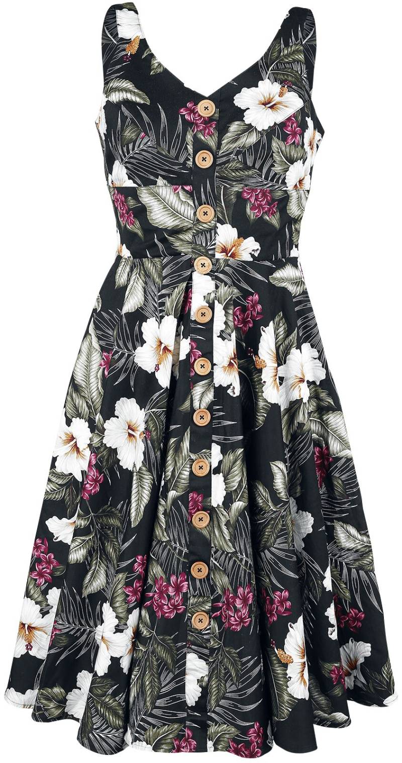 Hell Bunny - Rockabilly Kleid knielang - Tahiti 50's Dress - XS bis 4XL - für Damen - Größe 4XL - schwarz von hell bunny