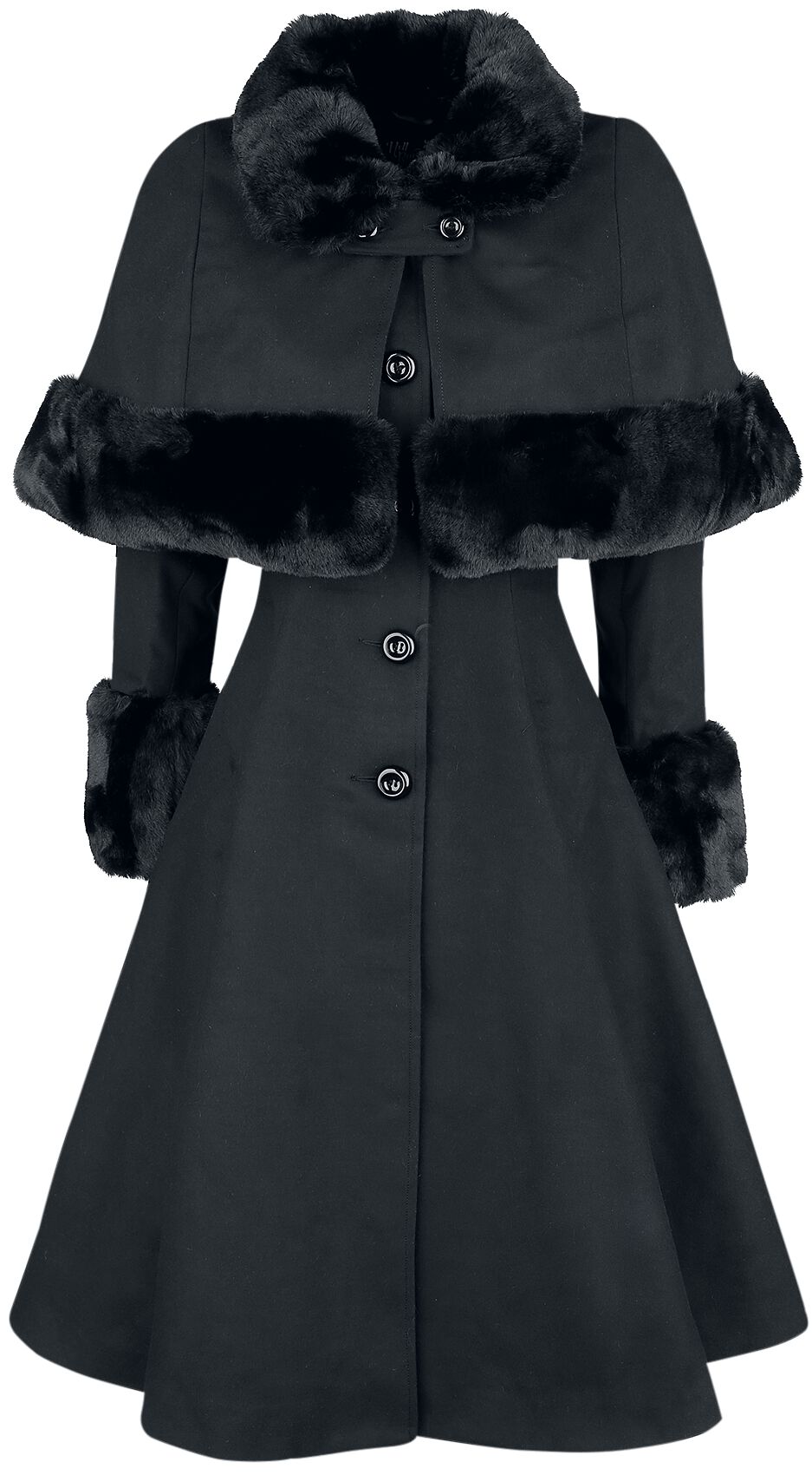 Hell Bunny - Rockabilly Mantel - Capulet Coat - L bis 4XL - für Damen - Größe 3XL - schwarz von hell bunny