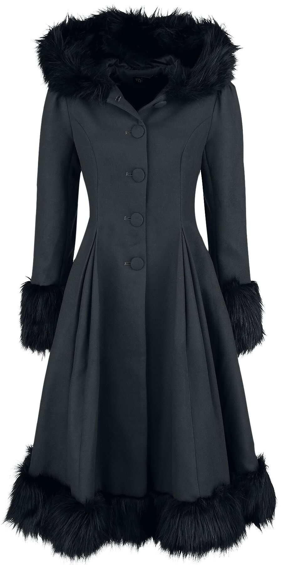 Hell Bunny - Rockabilly Mantel - Elvira Coat - XS bis 4XL - für Damen - Größe 4XL - schwarz von hell bunny