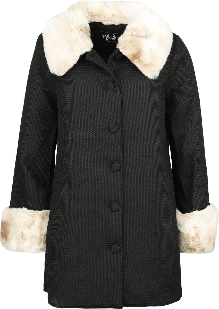 Hell Bunny - Rockabilly Mantel - Faustine Coat - XS bis XL - für Damen - Größe L - schwarz/beige von hell bunny