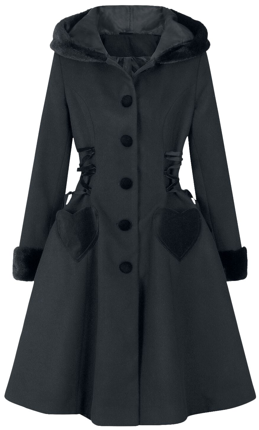 Hell Bunny - Rockabilly Mantel - Scarlett Coat - XS bis 4XL - für Damen - Größe 3XL - schwarz von hell bunny