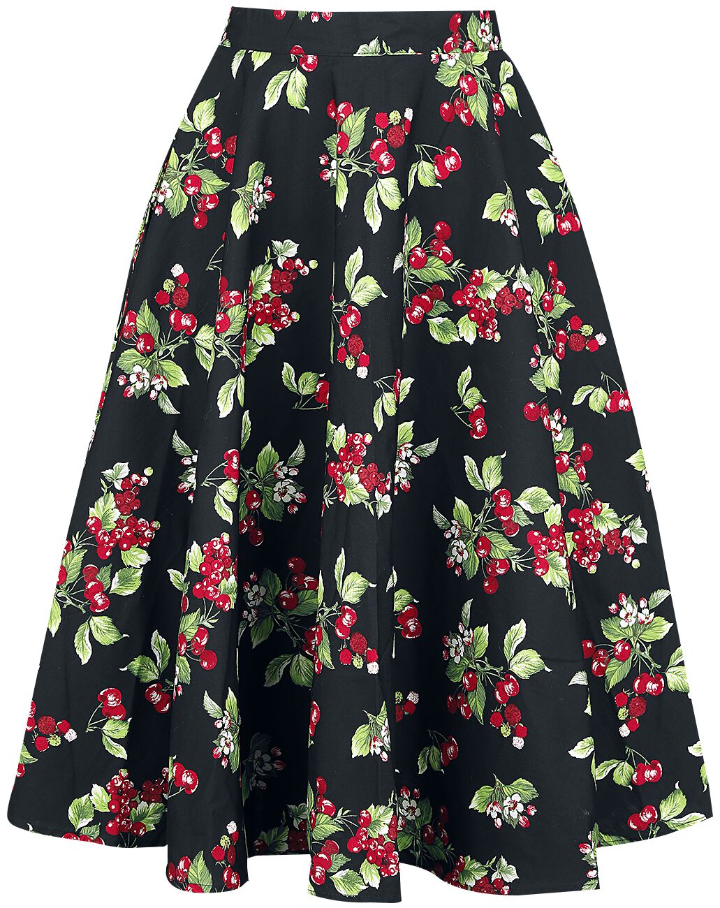 Hell Bunny - Rockabilly Rock knielang - Cherie 50´s Skirt - XS bis XL - für Damen - Größe L - schwarz von hell bunny