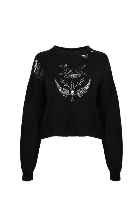 Hell Bunny - Rockabilly Strickpullover - Russula Jumper - XXL bis 4XL - für Damen - Größe 4XL - grau von hell bunny
