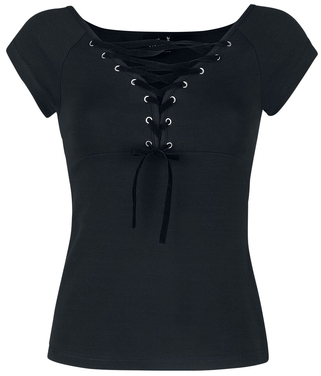 Hell Bunny - Rockabilly T-Shirt - Belladonna Top - XS bis XL - für Damen - Größe L - schwarz von hell bunny
