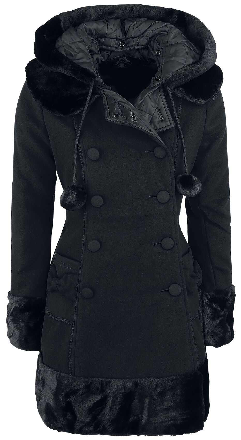 Hell Bunny - Rockabilly Wintermantel - Sarah Jane Coat - XS bis 4XL - für Damen - Größe 3XL - schwarz von hell bunny