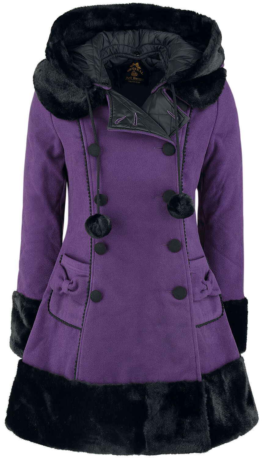 Hell Bunny - Rockabilly Wintermantel - Sarah Jane Coat - XS bis 4XL - für Damen - Größe S - lila von hell bunny