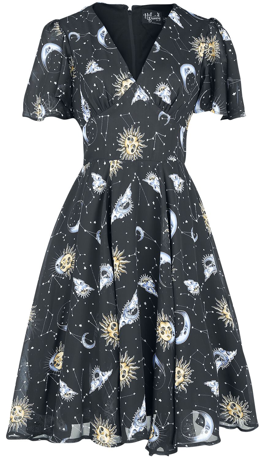 Hell Bunny Solaris Dress Mittellanges Kleid schwarz in XXL Hell Bunny Solaris Dress Mittellanges Kleid schwarz in XXL von hell bunny