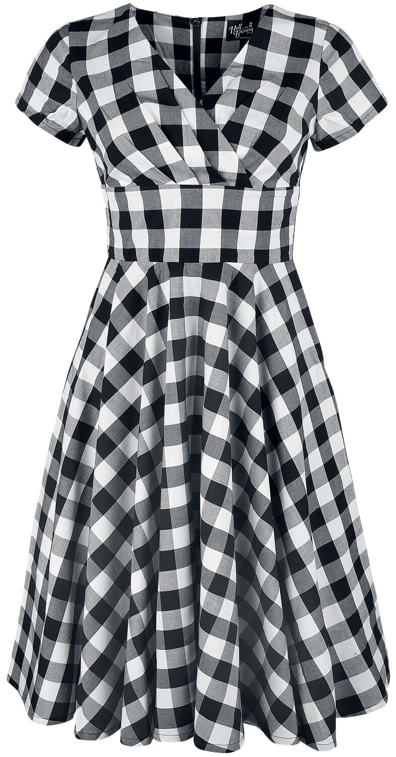 Hell Bunny Victorine 50's Dress Mittellanges Kleid schwarz weiß in M von hell bunny