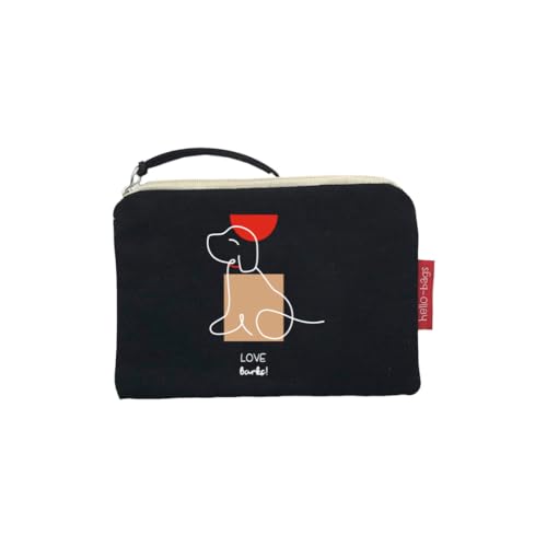 Geldbörse, Geldbörse, Kartenetui, Außenmaterial: 100% Baumwolle, mit Reißverschluss und Innenfutter. Inklusive Kraft-Geschenkumschlag. Modell: Lovebarks., Schwarz, Pequeño, Zeitgenössisch von hello-bags