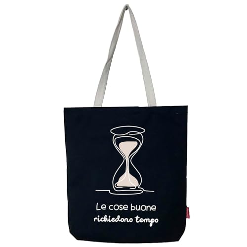 hello-bags. Einkaufstasche mit Reißverschluss, Futter und Innentasche. Außen: 100% Baumwolle. Inklusive schönem Kraft-Umschlag. Modell: LECOSEBUONE. Farbe: Ecru/Schwarz. Maße: 37 x 38 cm., Schwarz, von hello-bags