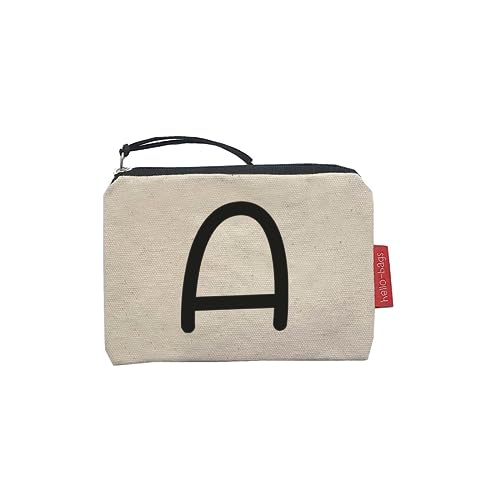 hello-bags. Geldbörse/kleine Tasche mit Reißverschluss, Futter und Innentasche. Außen: 100% Baumwolle. Inklusive Geschenkumschlag. Modell: „A“. Farbe: Ecru/Schwarz. Maße: 14x10 cm. von hello-bags