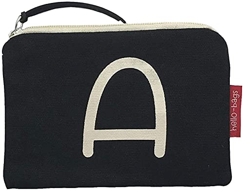 hello-bags. Geldbörse/kleine Tasche mit Reißverschluss, Futter und Innentasche. Außen: 100% Baumwolle. Inklusive Geschenkumschlag. Modell: „A“. Farbe: Ecru/Schwarz. Maße: 14x10 cm. von hello-bags