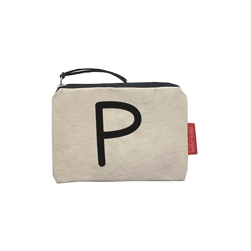 hello-bags. Geldbörse/kleine Tasche mit Reißverschluss, Futter und Innentasche. Außen: 100% Baumwolle. Inklusive Geschenkumschlag. Modell: „P“. Farbe: Ecru/Schwarz. Maße: 14x10 cm. von hello-bags